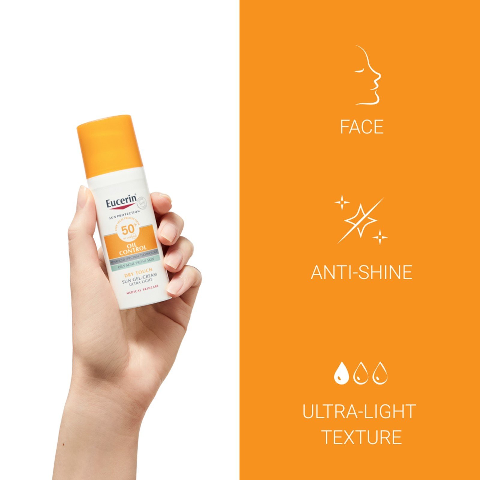 Eucerin Oil Control Sun Gel-Cream Dry Touch SPF50+ Sunscreen 50ml (1.69floz)