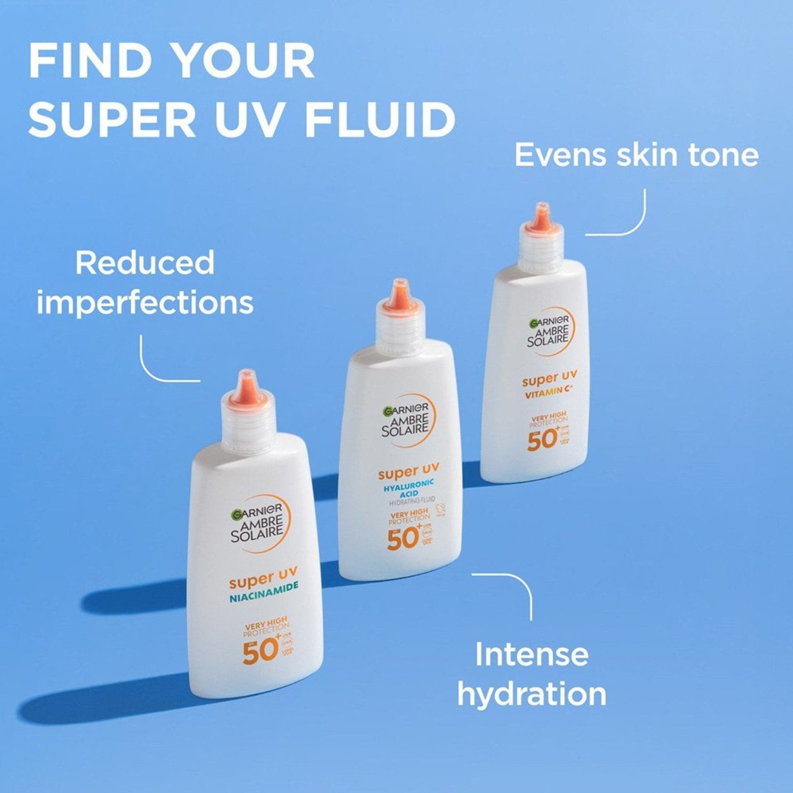Garnier Ambre Solaire Super UV Hyaluronic Acid Hydrating Fluid SPF50+ Sunscreen 40ml (1.35floz)